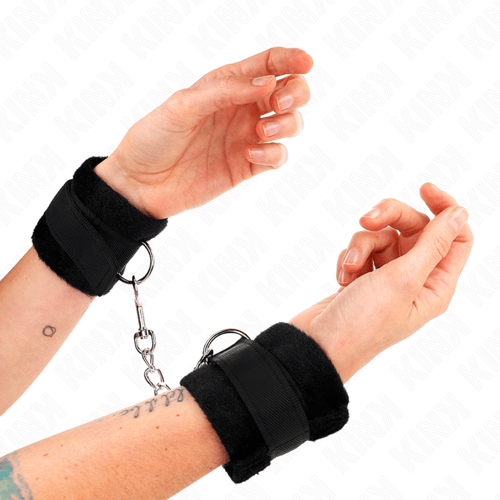 KINK WRIST RESTRAINT KINK - POLSINI IN PELLICCIA PER PRINCIPIANTI NERI 30 X 7 CM