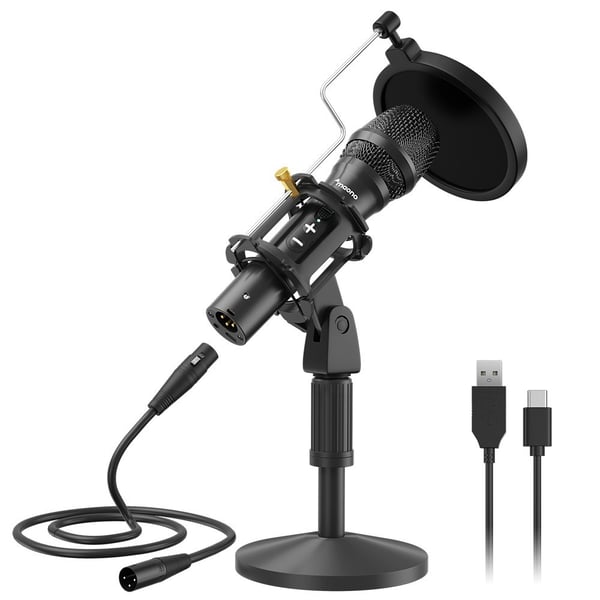 MAONO Microfono USB/XLR dinamico da tavolo AU-HD300T