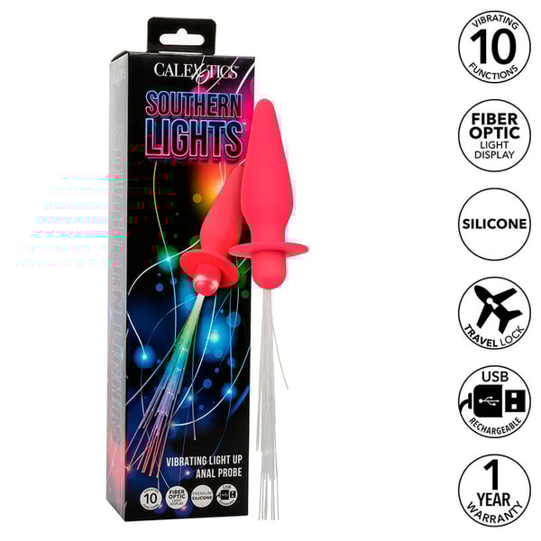 CALEXOTICS - SOUTHERN LIGHTS LIGHT UP PLUG ANAL 10 VIBRATIONS SILICONE ROSE