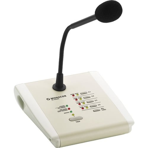 MONACOR MICROFONO DESKTOP DI PAGING A 4 ZONE PA